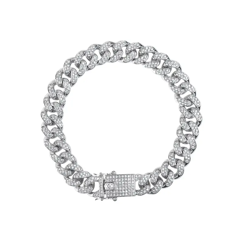 13Mm Cuban Link Bracelet – Sleek Silver-Tone Chain Band 1