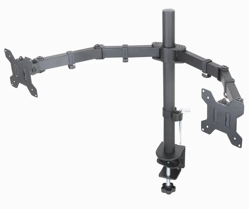 3-Way Adjustable Dual Monitor Desk Mount – Fits 10"–32" Screens, Includes Two Adapter Sets 1