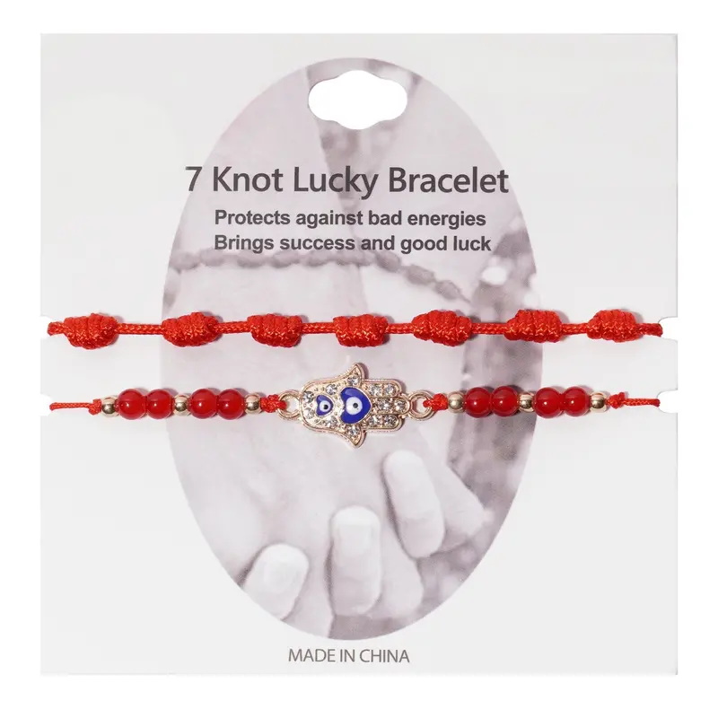 7-Knot Heart Charm Bracelet With Evil Eye Protection 1