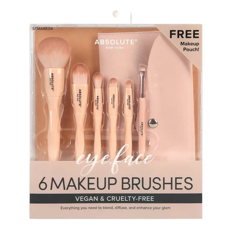 Absolute New York Vegan 6-Piece Makeup Brush Set – Cruelty-Free Cosmetic Tools 1