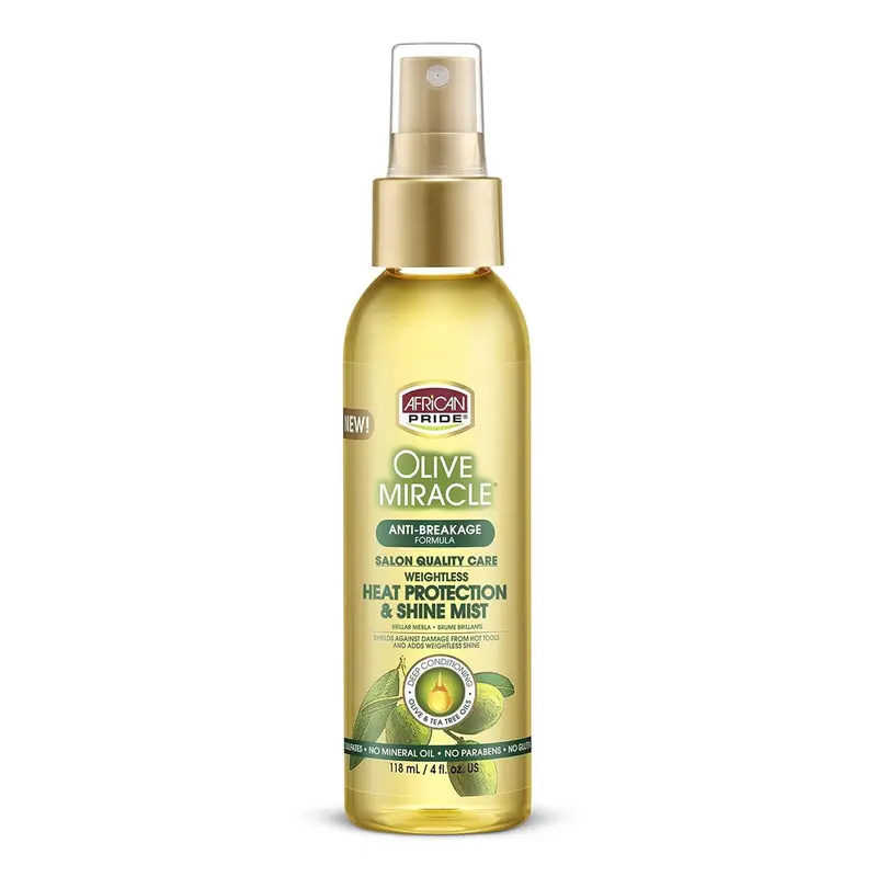 African Pride Olive Miracle Heat Protectant Shine Mist – 4 Oz 1