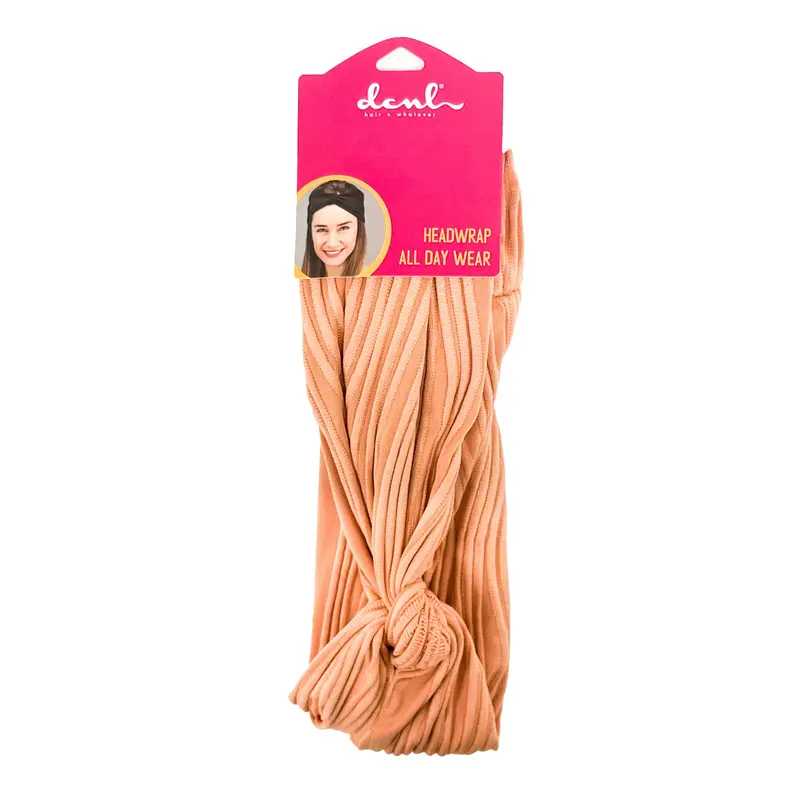 All-Day Wear Peach-Tone Elastic Headwrap – Soft Stretch Fabric 1