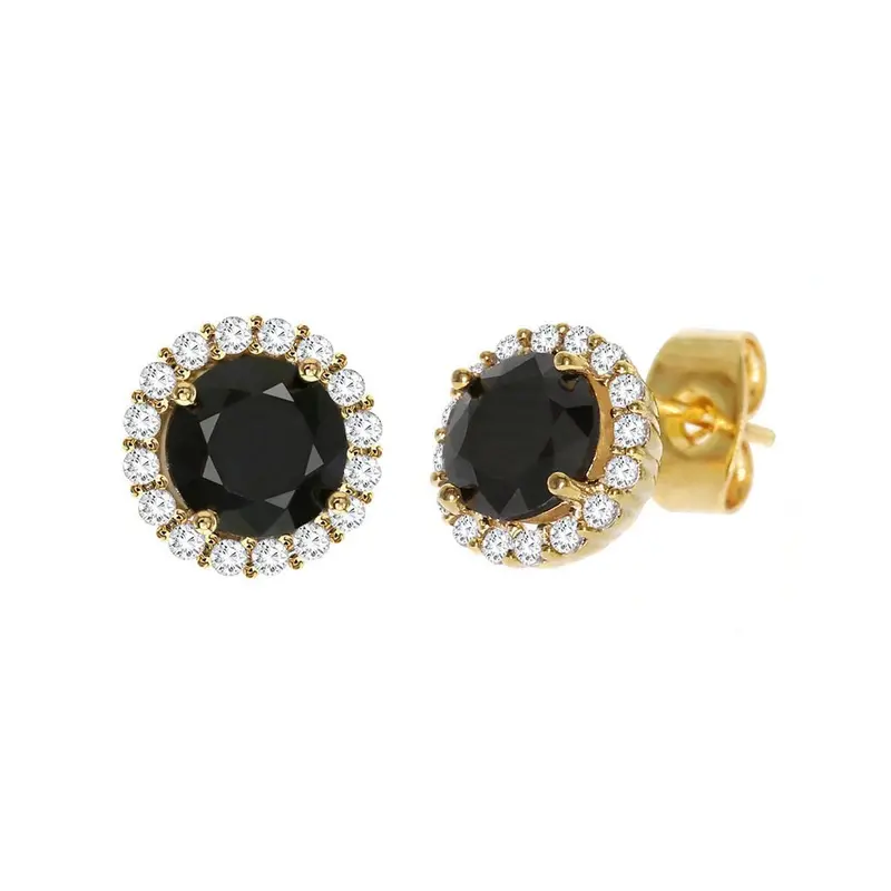 Black Circle Cz Earrings With Diamond-Look Contrast Finish 1