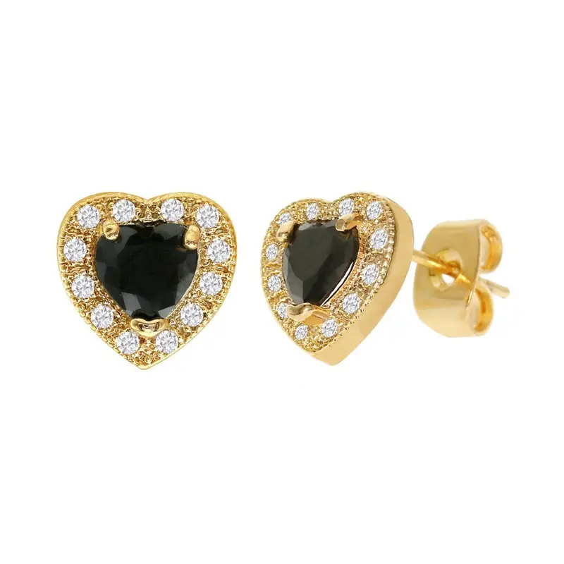 Black Heart Cz Earrings – Romantic Diamond-Look Design 1
