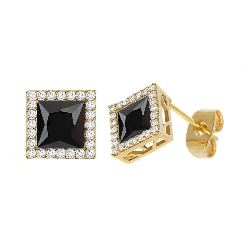 Black Square Cz Earrings – Modern Micro Pave Accent 1
