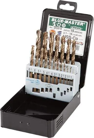 Bluemaster Dc010 Hss-Cobalt Drill Bit Set – 19-Piece, Din 338, 1–10Mm (0.5Mm Increments), For Stainless & Alloy Steels 1