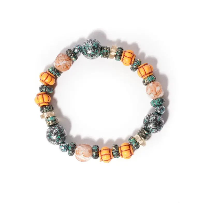 Bohemian Multi-Bead Stretch Bracelet – Eclectic Mix Of Textures & Colors 1