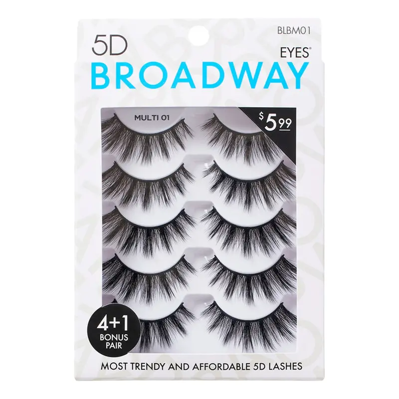 Broadway 5D False Eyelash Multipack – 5 Pairs Of Voluminous, Layered Lashes 1