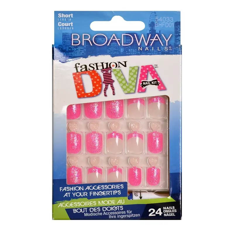 Broadway Fashion Diva Press-On False Nails – 24-Piece Set 1