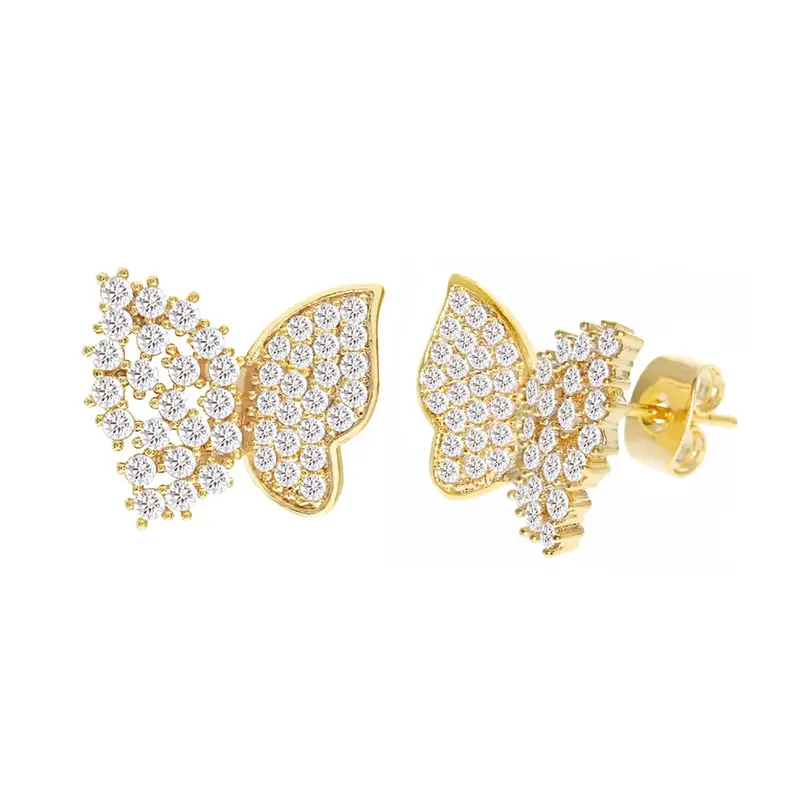Butterfly-Shaped Micro-Pavé Cubic Zirconia Earrings 1