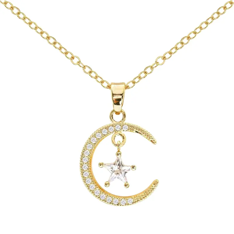 Celestial Moon And Star Cubic Zirconia Pendant 1
