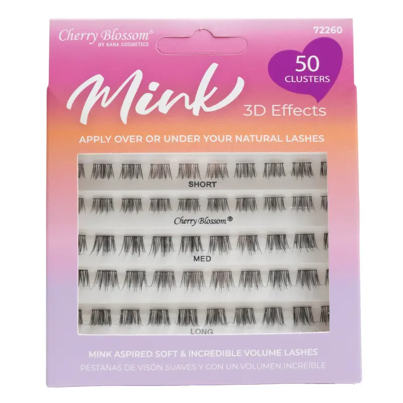 Cherry Blossom 3D Mink Cluster Lashes – 50-Piece Natural Volume Set 1