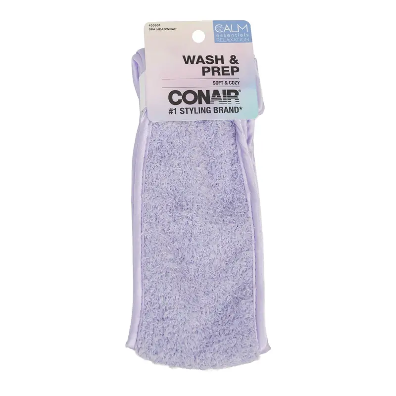 Conair Wash & Prep Spa Headwrap – Absorbent Purple Turban For Skincare Routines 1