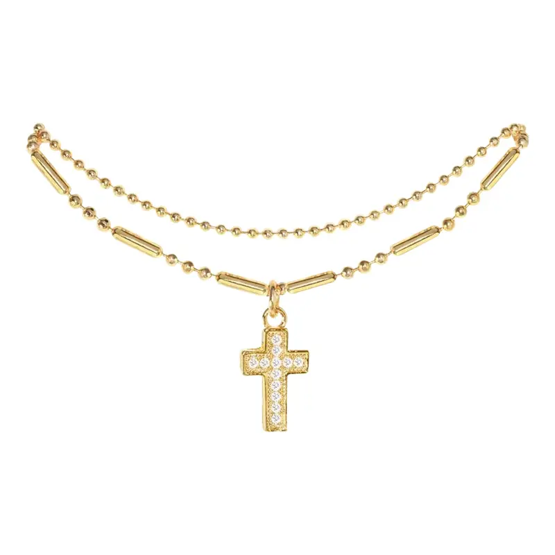Cross Pendant Bracelet Featuring Cubic Zirconia Stones 1