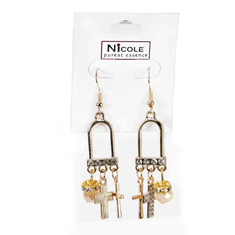 Cross-Shaped Rhinestone Stud Earrings – Sparkling Minimalist Pair 1