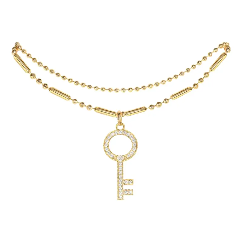 Cubic Zirconia Key Charm Bracelet 1