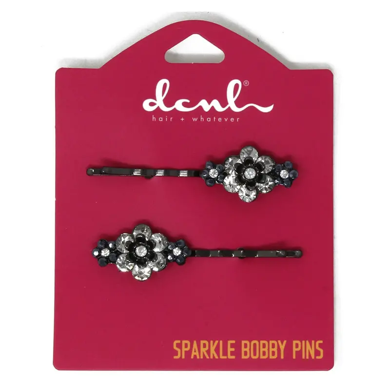 Dcml Floral-Embellished Sparkle Bobby Pins – 2-Piece Delicate Set 1