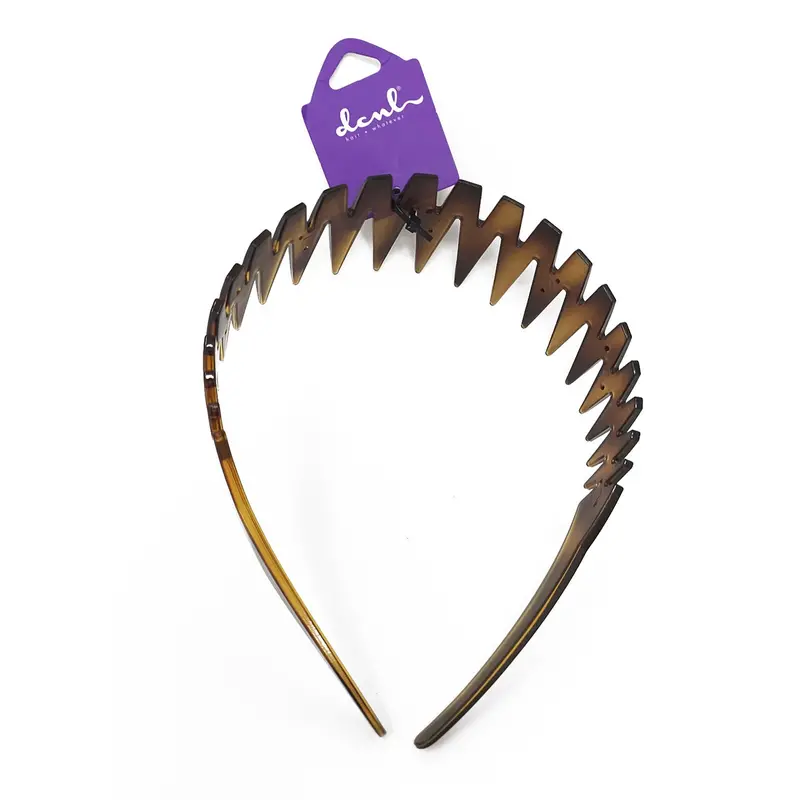 Dcnl Brown Zigzag Knit Headband – Soft Stretch Fabric Accessory 1