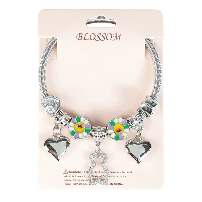 Delicate Flower-Adorned Snake Chain Bracelet – Dainty Layering Piece 1