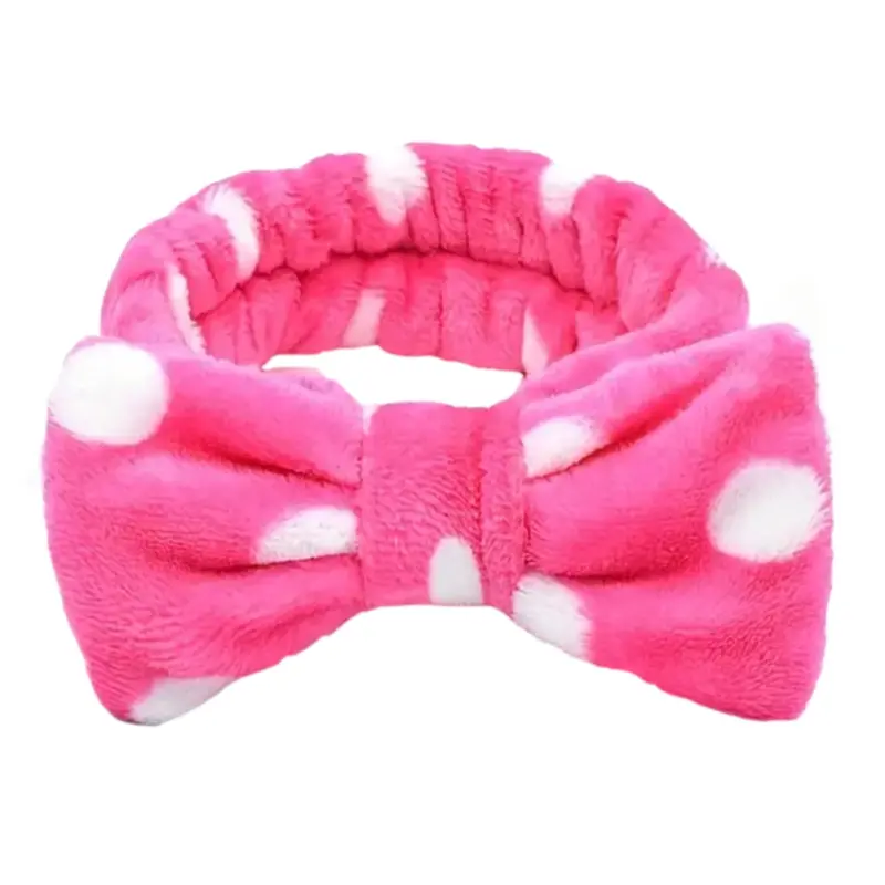 Dot Bowknot Elastic Spa Headband For Hair Styling 1