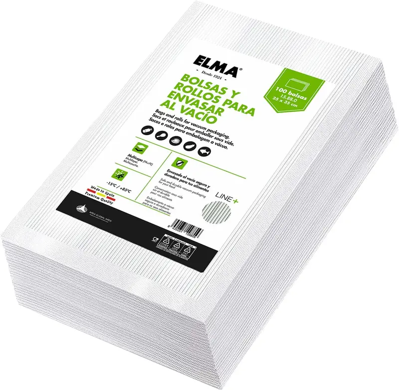 Elma Grooved Vacuum Bags – 25 × 35 Cm, 100 Units, Large-Size Format 1