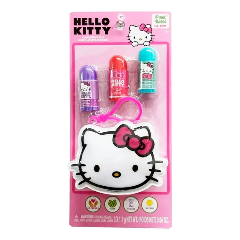 Hello Kitty Flavored Lip Balm Set – Sweet-Tasting Balm + Mini Storage Pouch 1
