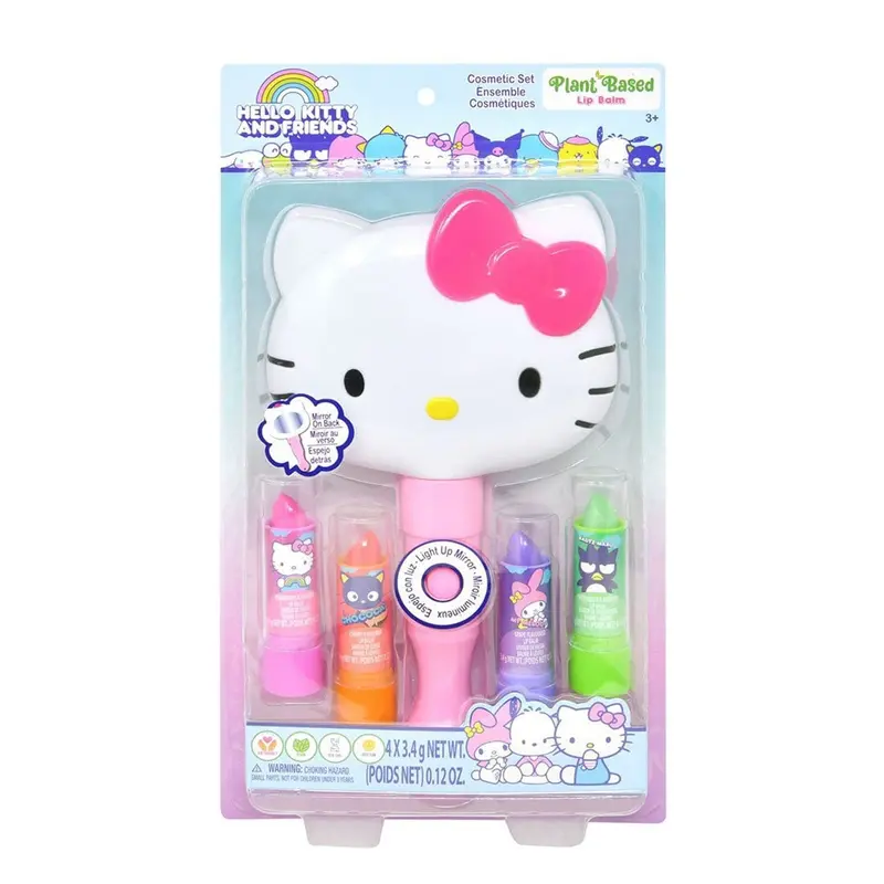 Hello Kitty & Friends Light-Up Vanity Mirror With Lip Balm – 4-Pack 1