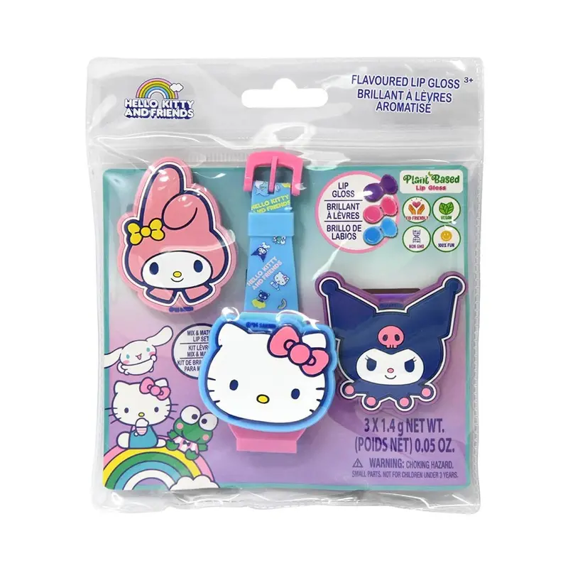 Hello Kitty & Friends Lip Gloss + Watch Gift Set – Cute Dual-Purpose Bundle 1