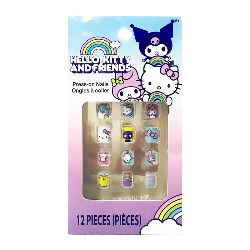 Hello Kitty Friends Press-On Nail Set – Kid-Friendly Design (12 Nails) 1