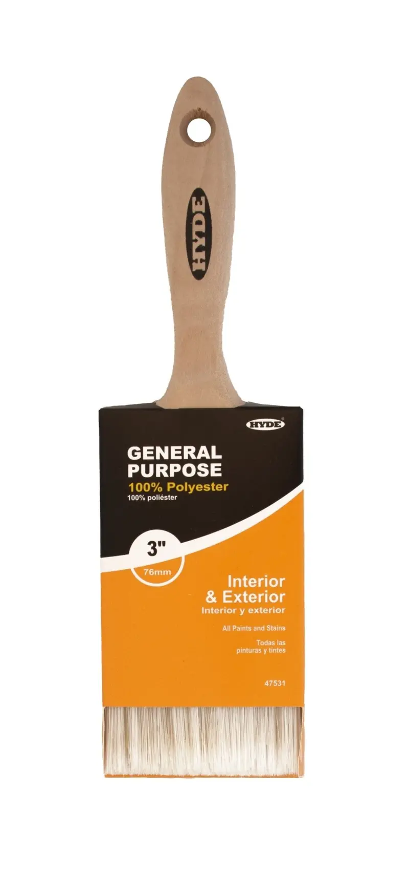 Hyde 47531 3-Inch Straight Polyester Brush With Wood Handle 1