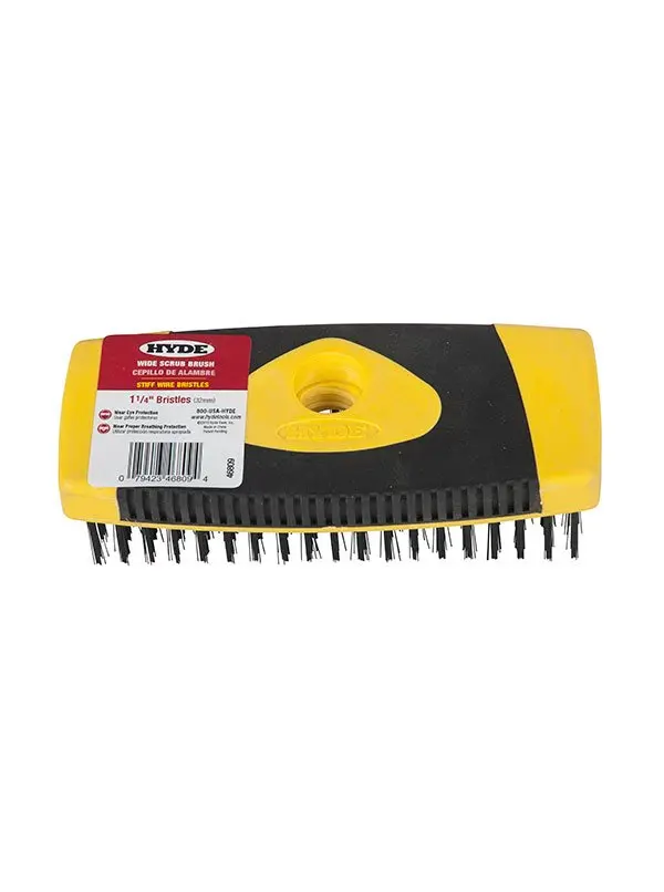 Hyde Tools 1-1/4-Inch Wire Bristle Scrub Brush – Heavy-Duty Cleaning And Scouring 1