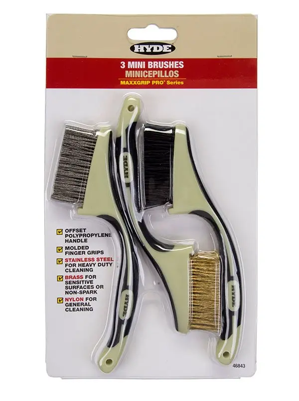 Hyde Tools 46843 Maxxgrip Pro® Assorted Small Wire Brush Set – 3-Piece 1