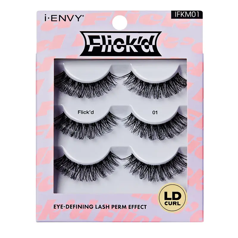 I Envy Flick’D Lash Perm Effect Eyelashes – Natural Curl, 3-Pair Set 1