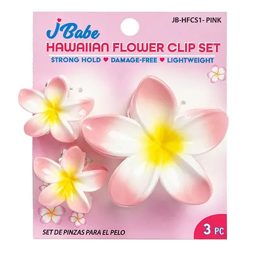 J Babe Hawaiian Floral Hair Clip Set – 3-Piece Tropical Collection 1