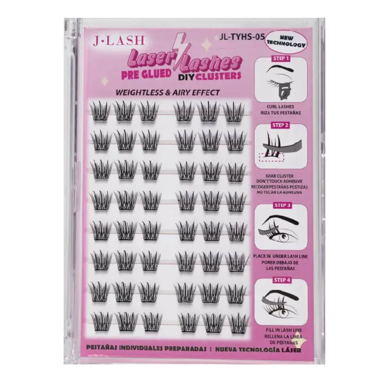 J Lash Pre-Glued Laser Cluster Eyelashes – Diy Lash Extension Kit 1