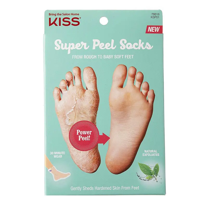 Kiss Super Peel Foot Masks – Exfoliating Hydrogel Socks (1 Pair) 1
