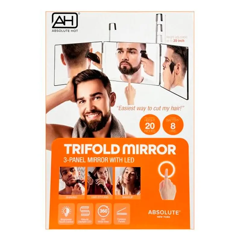 Led-Lit 3-Panel Folding Vanity Mirror By Absolute New York 1