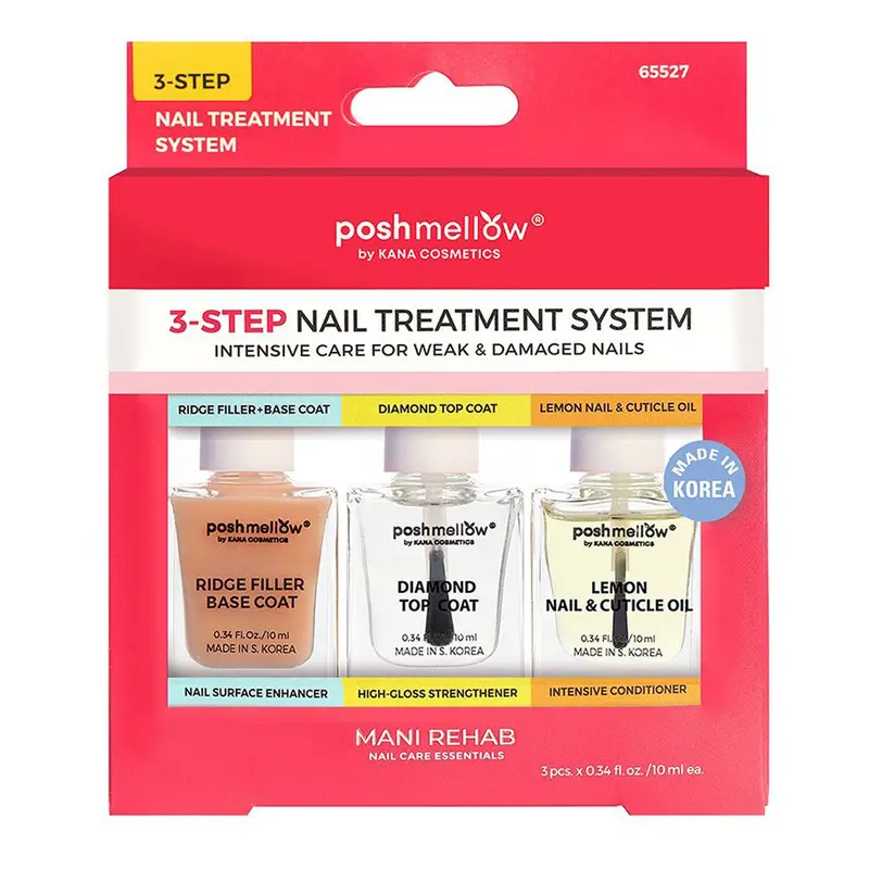 Posh Mellow 3-Step Nail Repair System For Weak Or Damaged Nails (0.34 Oz / 10 Ml) 1