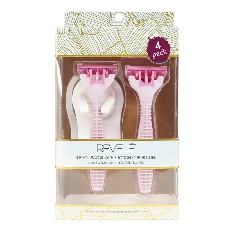 Revele 4-Piece Razor Set With Suction Cup Holder For Easy Storage 1