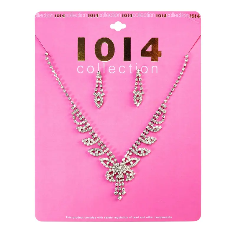 Rhinestone Jewelry Set – Matching Necklace And Stud Earrings (Style A) 1