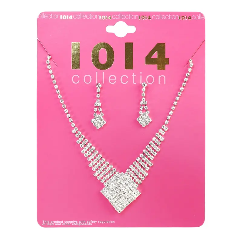 Rhinestone Necklace & Earrings Set 1