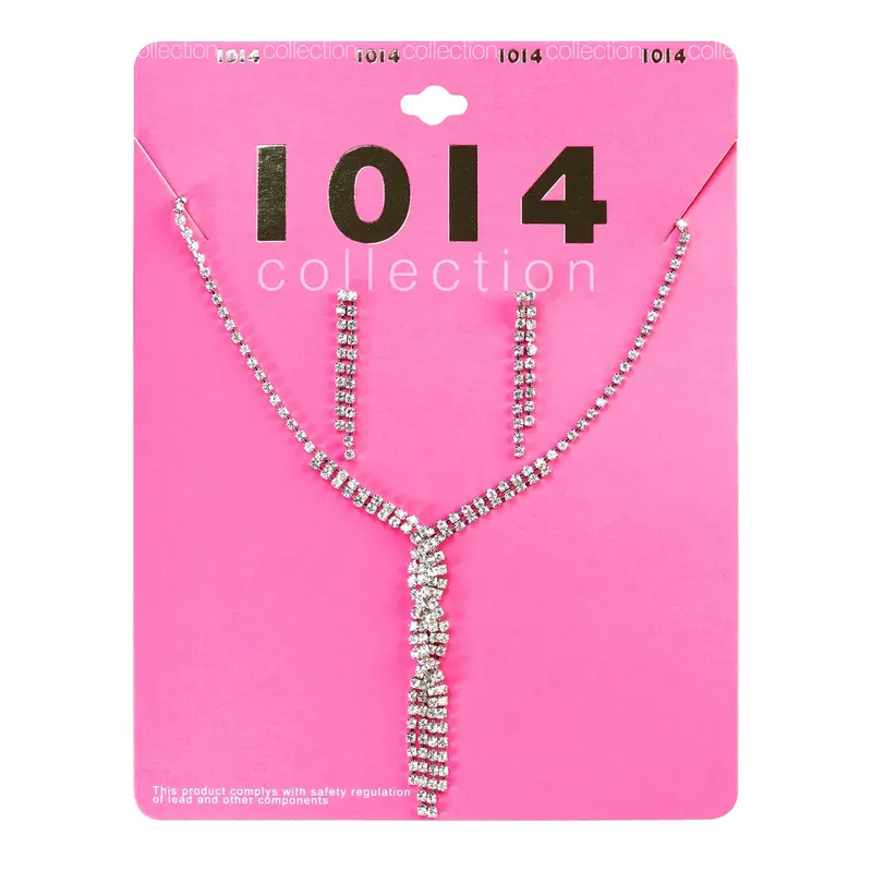 Rhinestone Necklace & Earrings Set 1