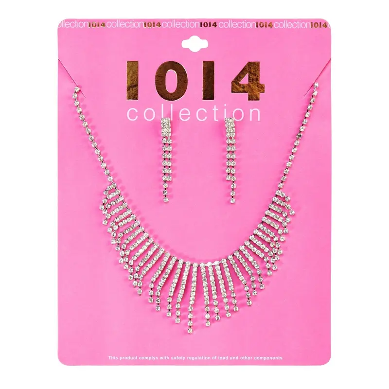 Rhinestone Necklace & Earrings Set 1
