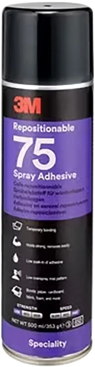 S75 Repositionable Adhesive Spray – Low-Tack, Removable Bond 1