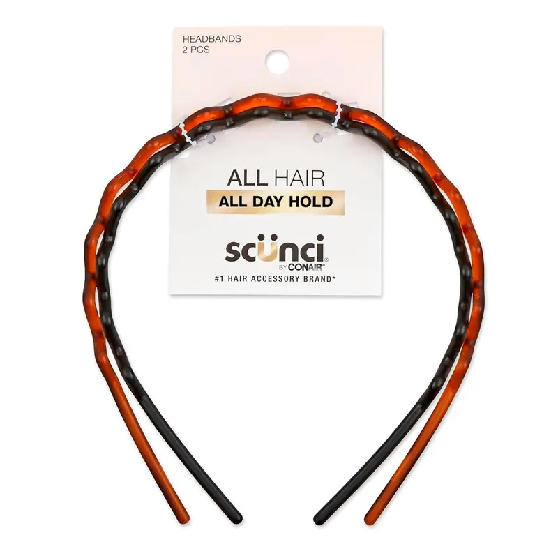 Scunci Effortless Stretch Headband Collection – Comfortable, No-Slip Hair Accessories (2 Pcs) 1