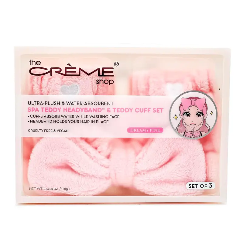 The Creme Shop Spa-Inspired Teddy Headband & Cuff Set – 3-Piece Cozy Collection 1