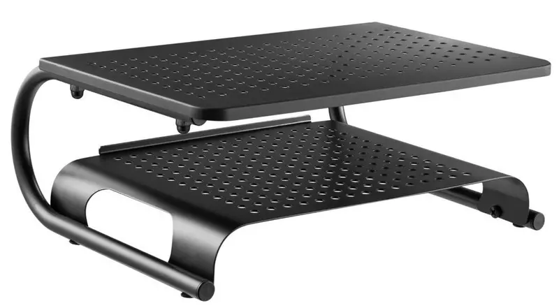 Two-Tier Steel Monitor Riser – Holds Up To 50 Lbs, Ideal For Dual-Screen Setups 1