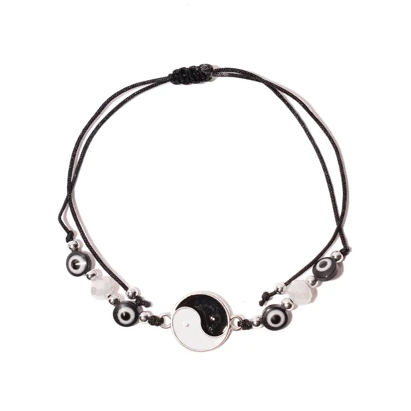 Yin Yang And Protective Evil Eye Cord Bracelet 1
